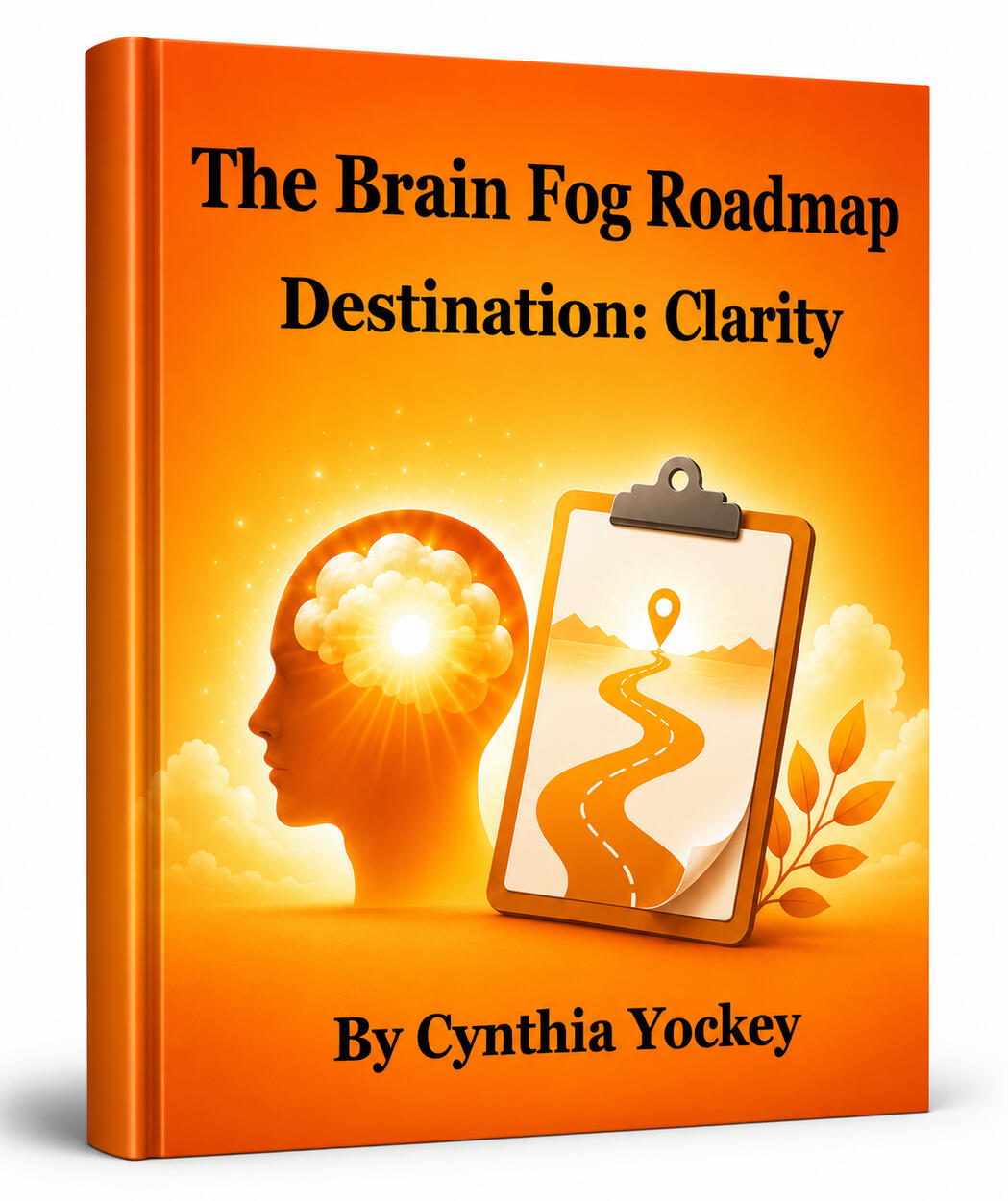 Image of a book entitled, "The Brain Fog Roadmap, Destination: Clarity By Cynthia Yockey.